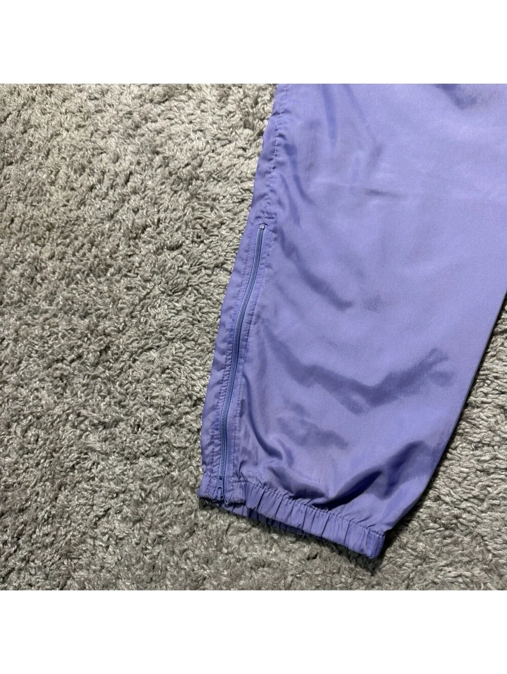 Vintage 90s Nike Nylon Track Pants Womens L Purple Ankle Zip Windbreaker VTG
